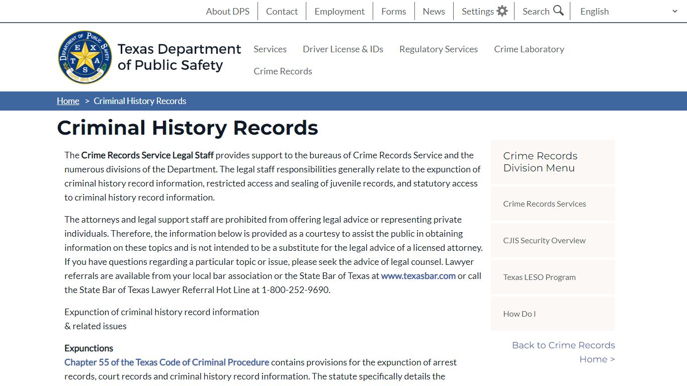 Criminal History Records | Department of Public Safety